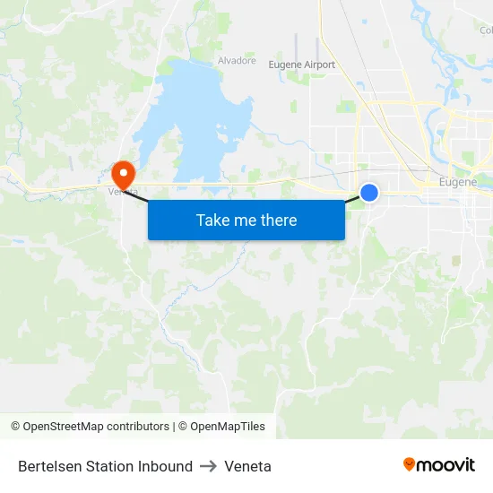 Bertelsen Station Inbound to Veneta map