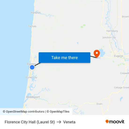 Florence City Hall (Laurel St) to Veneta map