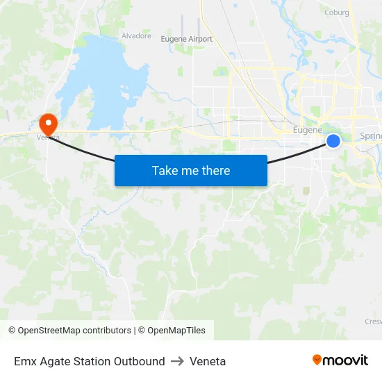 Emx Agate Station Outbound to Veneta map