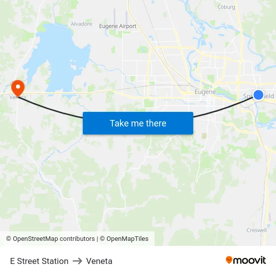 E Street Station to Veneta map