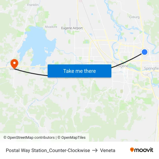 Postal Way Station_Counter-Clockwise to Veneta map