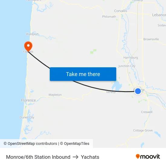 Monroe/6th Station Inbound to Yachats map