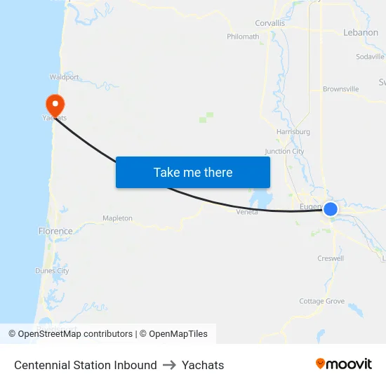 Centennial Station Inbound to Yachats map