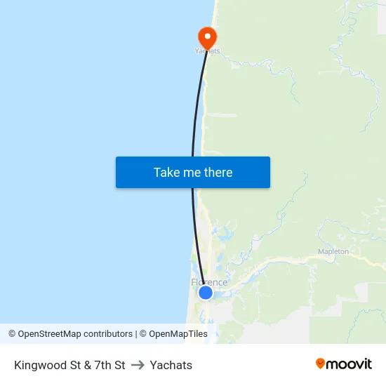Kingwood St & 7th St to Yachats map