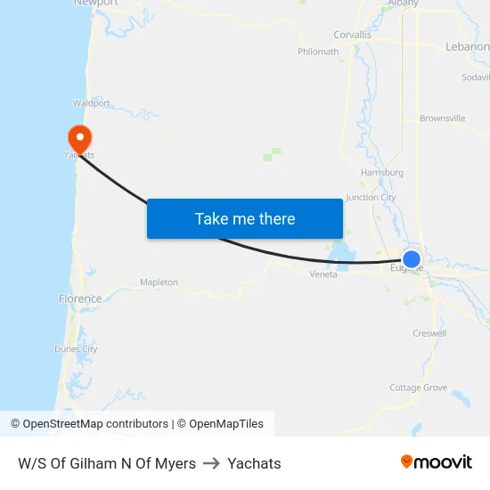 W/S Of Gilham N Of Myers to Yachats map