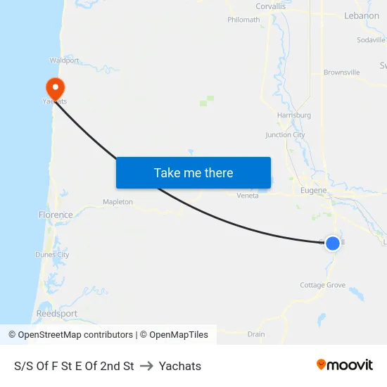 S/S Of F St E Of 2nd St to Yachats map