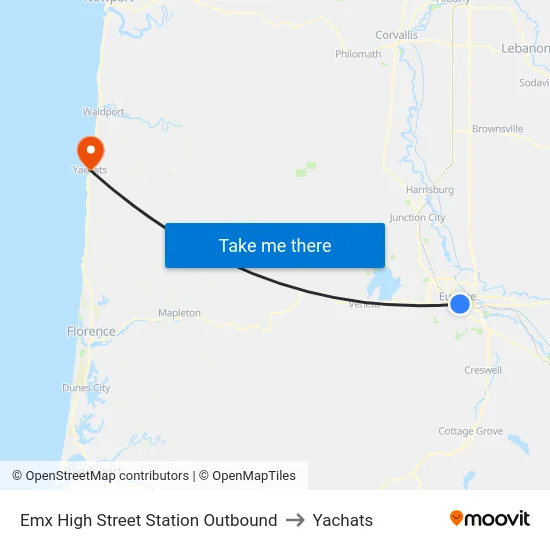 Emx High Street Station Outbound to Yachats map