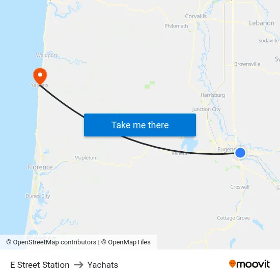 E Street Station to Yachats map