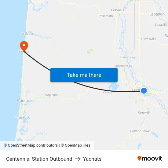 Centennial Station Outbound to Yachats map