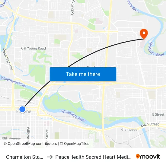 Charnelton Station Inbound to PeaceHealth Sacred Heart Medical Center at Riverbend map