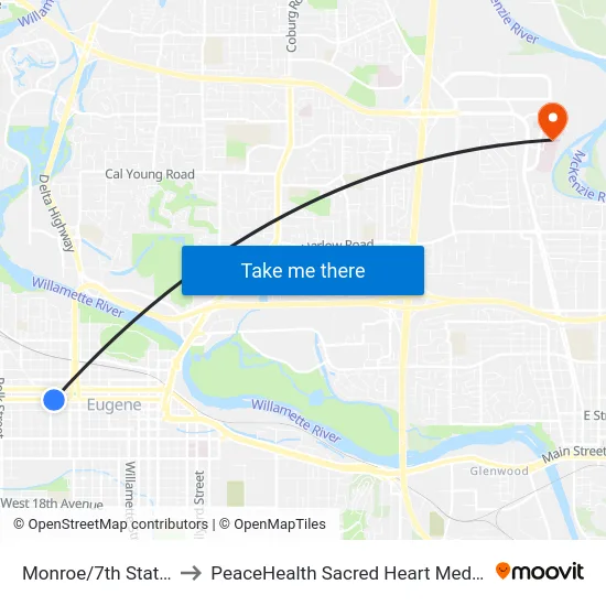 Monroe/7th Station Outbound to PeaceHealth Sacred Heart Medical Center at Riverbend map