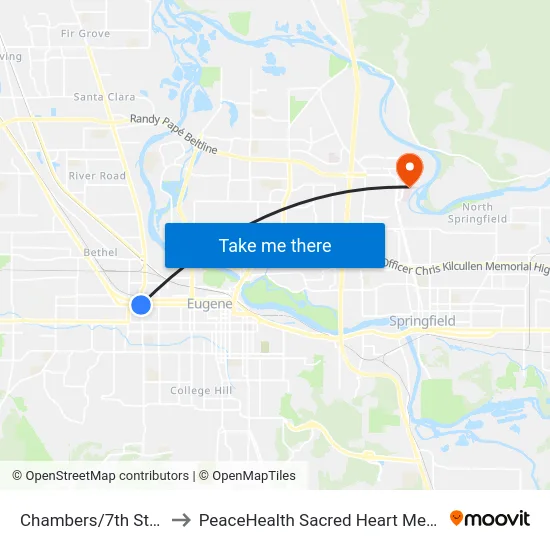 Chambers/7th Station Outbound to PeaceHealth Sacred Heart Medical Center at Riverbend map