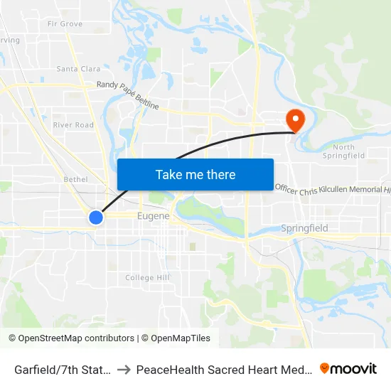 Garfield/7th Station Outbound to PeaceHealth Sacred Heart Medical Center at Riverbend map