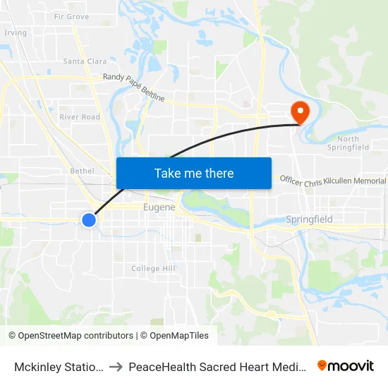 Mckinley Station Outbound to PeaceHealth Sacred Heart Medical Center at Riverbend map