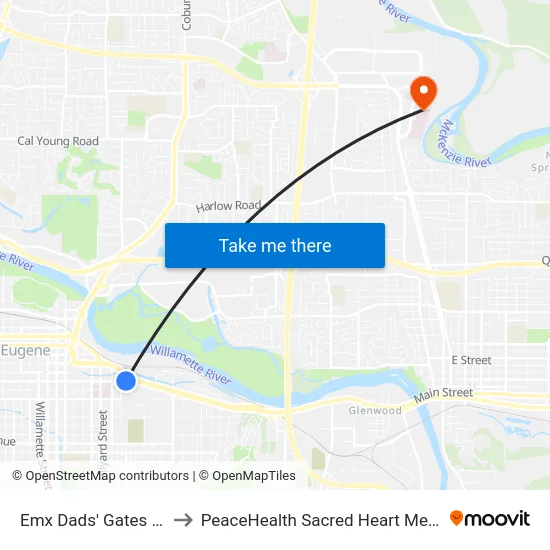 Emx Dads' Gates Station Inbound to PeaceHealth Sacred Heart Medical Center at Riverbend map