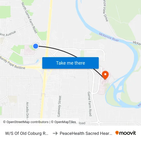 W/S Of Old Coburg Road S Of Old Coburg Road to PeaceHealth Sacred Heart Medical Center at Riverbend map