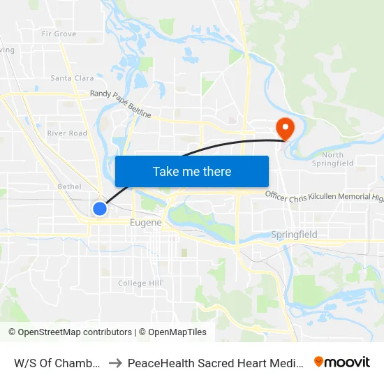 W/S Of Chambers S Of 2nd to PeaceHealth Sacred Heart Medical Center at Riverbend map