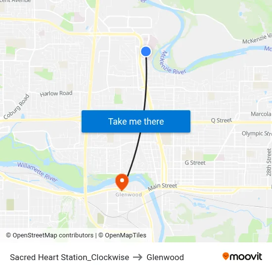 Sacred Heart Station_Clockwise to Glenwood map