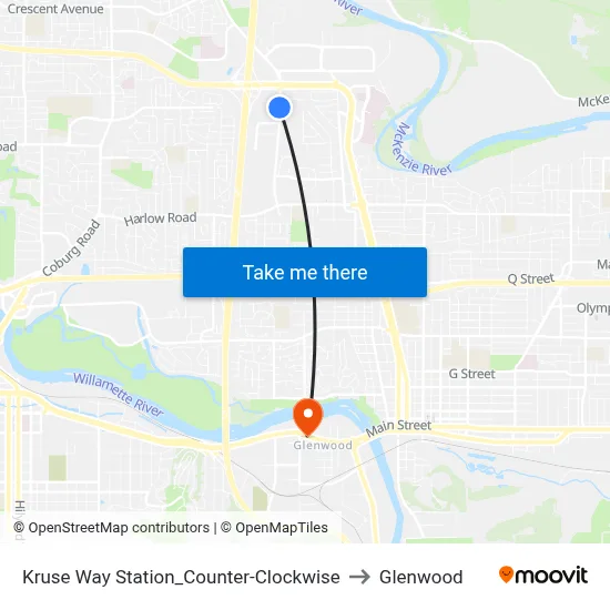 Kruse Way Station_Counter-Clockwise to Glenwood map