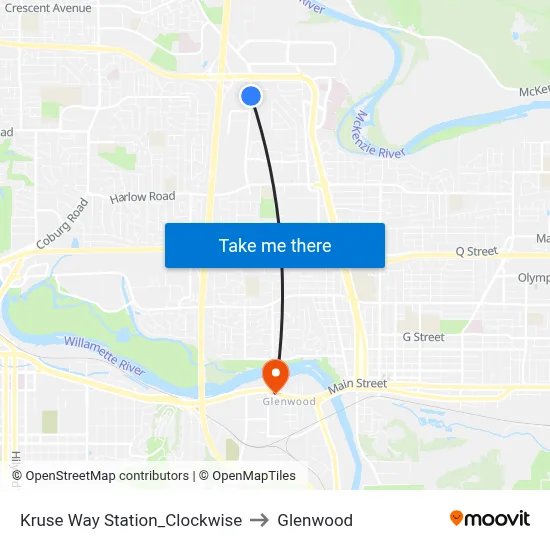 Kruse Way Station_Clockwise to Glenwood map