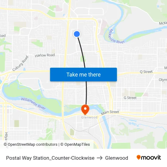 Postal Way Station_Counter-Clockwise to Glenwood map