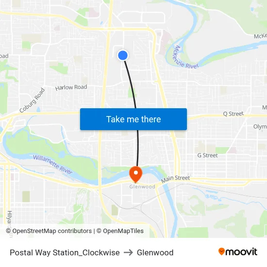 Postal Way Station_Clockwise to Glenwood map