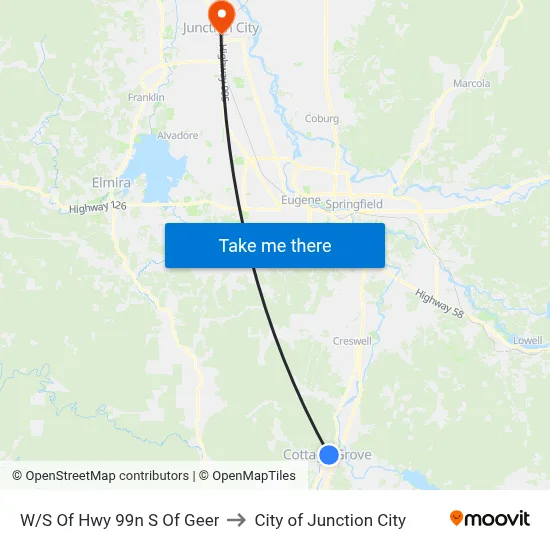 W/S Of Hwy 99n S Of Geer to City of Junction City map