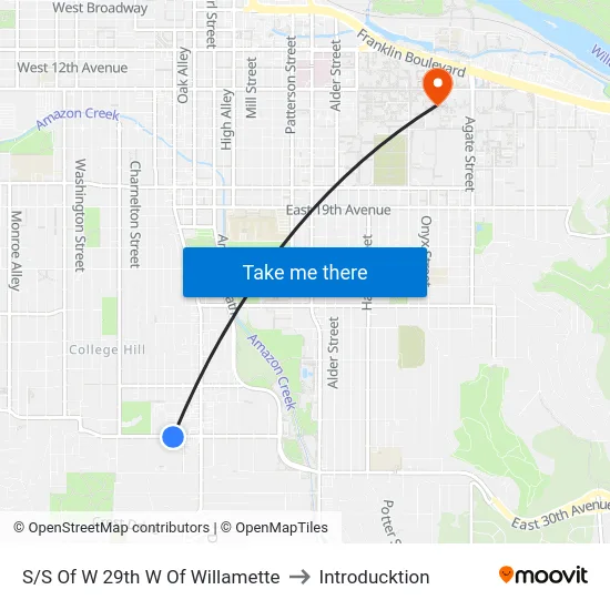 S/S Of W 29th W Of Willamette to Introducktion map