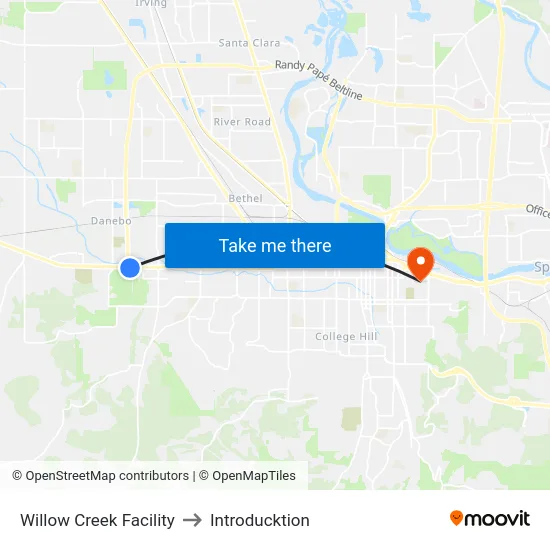 Willow Creek Facility to Introducktion map