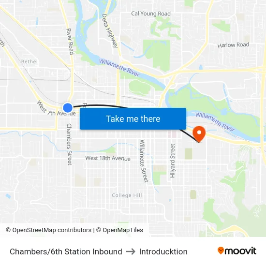 Chambers/6th Station Inbound to Introducktion map