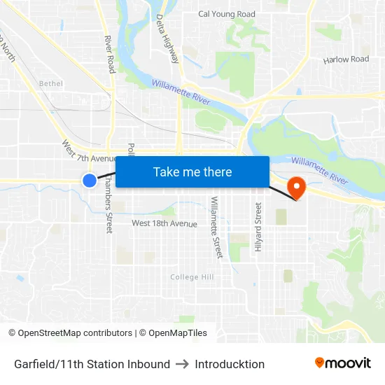 Garfield/11th Station Inbound to Introducktion map