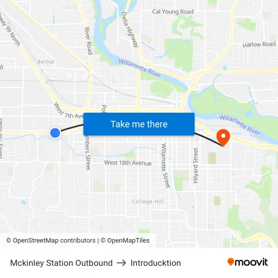Mckinley Station Outbound to Introducktion map