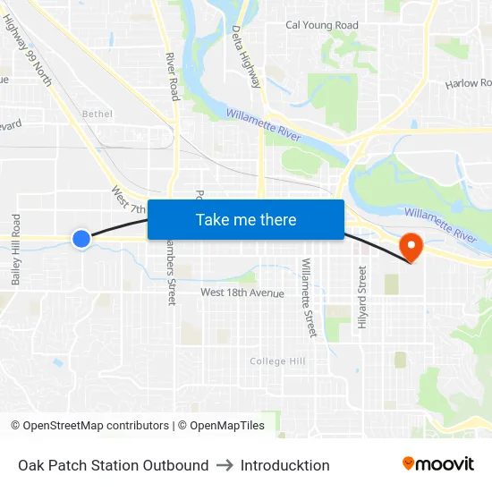 Oak Patch Station Outbound to Introducktion map