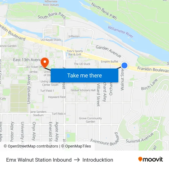 Emx Walnut Station Inbound to Introducktion map
