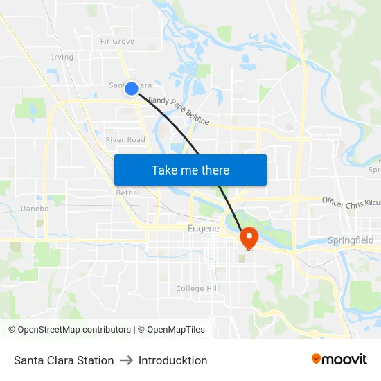 Santa Clara Station to Introducktion map