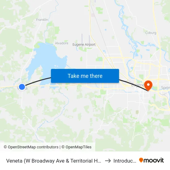 Veneta (W Broadway Ave & Territorial Hwy - Eastbound) to Introducktion map