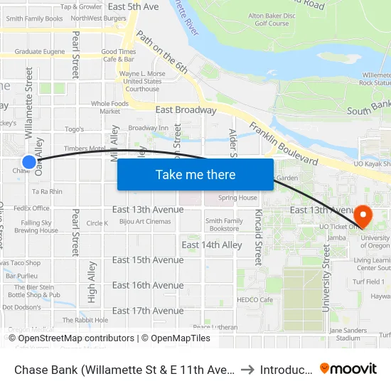 Chase Bank (Willamette St & E 11th Ave - Northbound) to Introducktion map