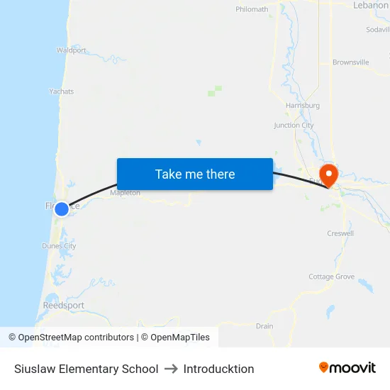 Siuslaw Elementary School to Introducktion map