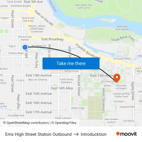 Emx High Street Station Outbound to Introducktion map
