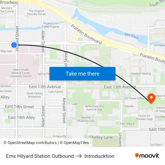 Emx Hilyard Station Outbound to Introducktion map