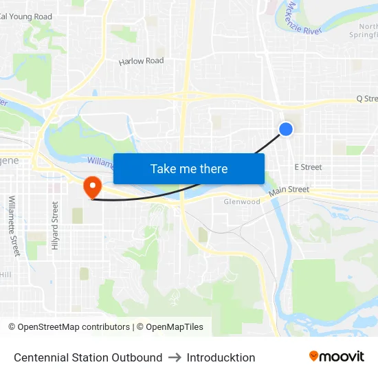 Centennial Station Outbound to Introducktion map