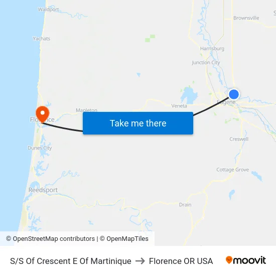 S/S Of Crescent E Of Martinique to Florence OR USA map
