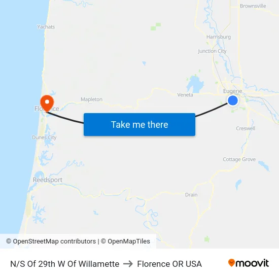 N/S Of 29th W Of Willamette to Florence OR USA map