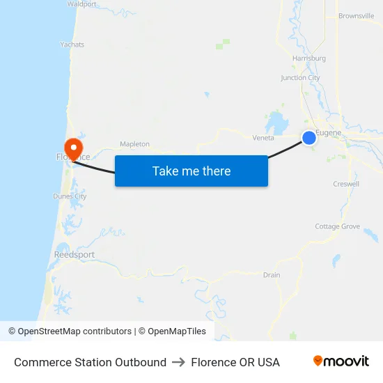 Commerce Station Outbound to Florence OR USA map