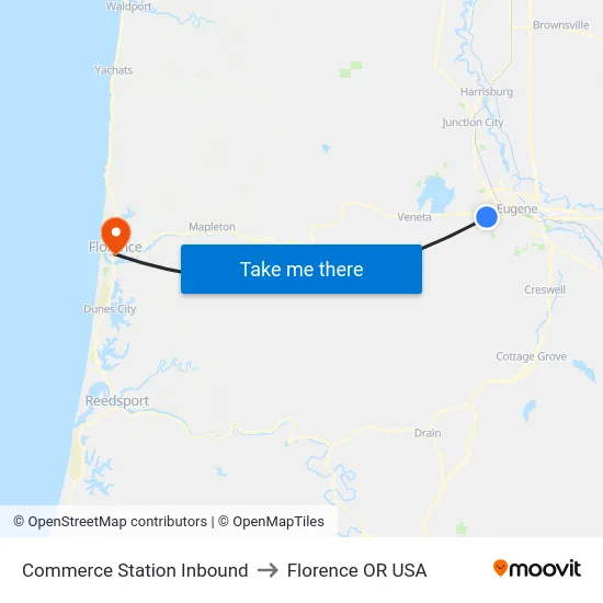 Commerce Station Inbound to Florence OR USA map