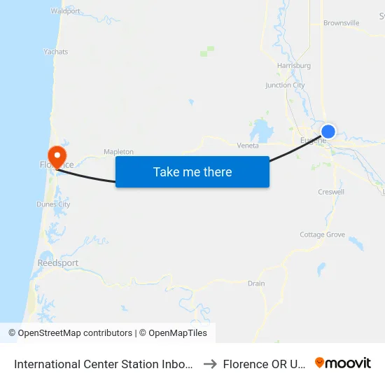 International Center Station Inbound to Florence OR USA map