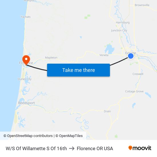 W/S Of Willamette S Of 16th to Florence OR USA map