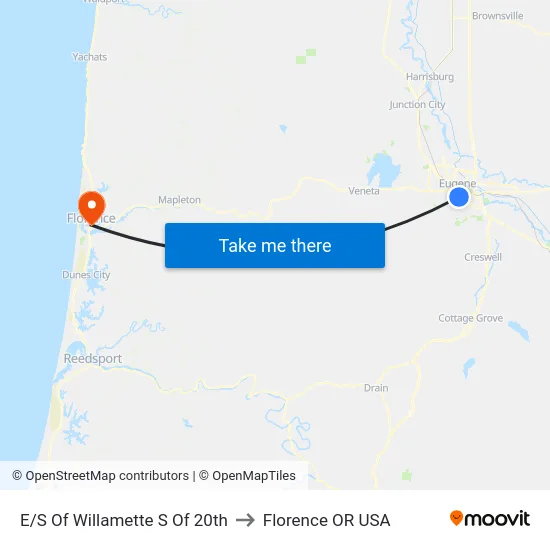 E/S Of Willamette S Of 20th to Florence OR USA map