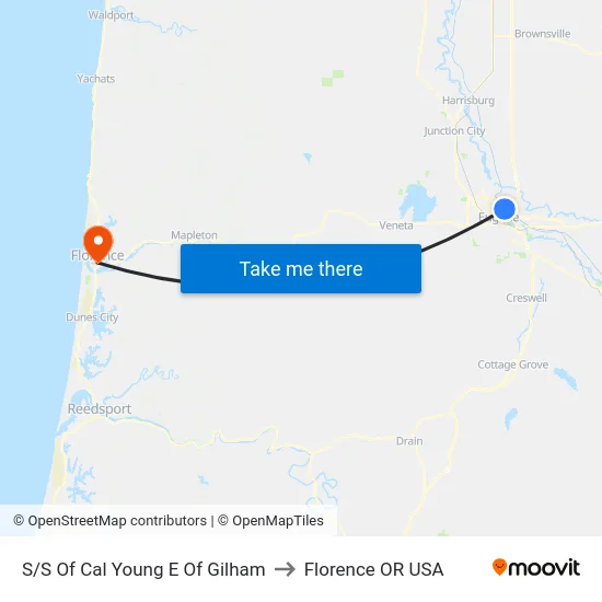 S/S Of Cal Young E Of Gilham to Florence OR USA map