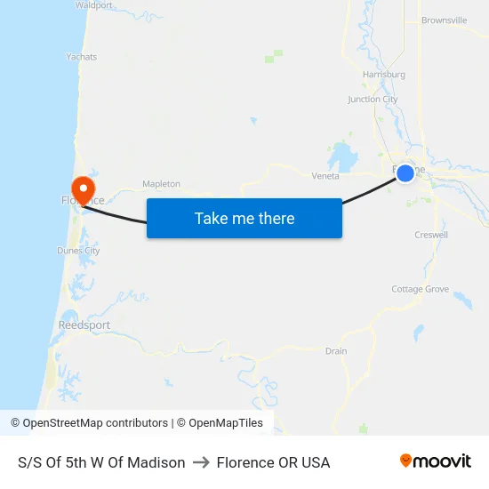 S/S Of 5th W Of Madison to Florence OR USA map